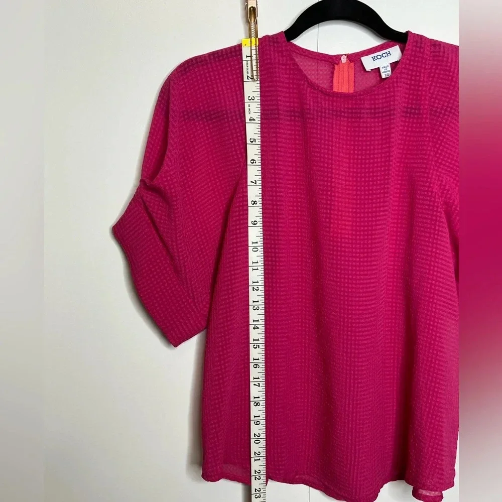 KOCH - Christiano Pink sheer short sleeve blouse top - XS